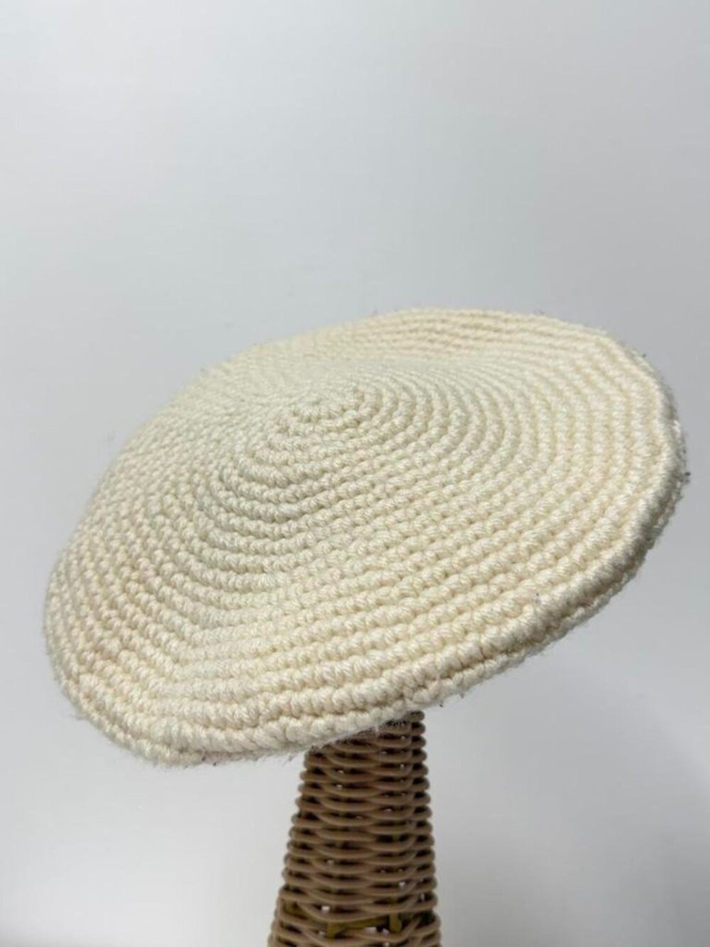 handmade vintage cream crochet beret hat